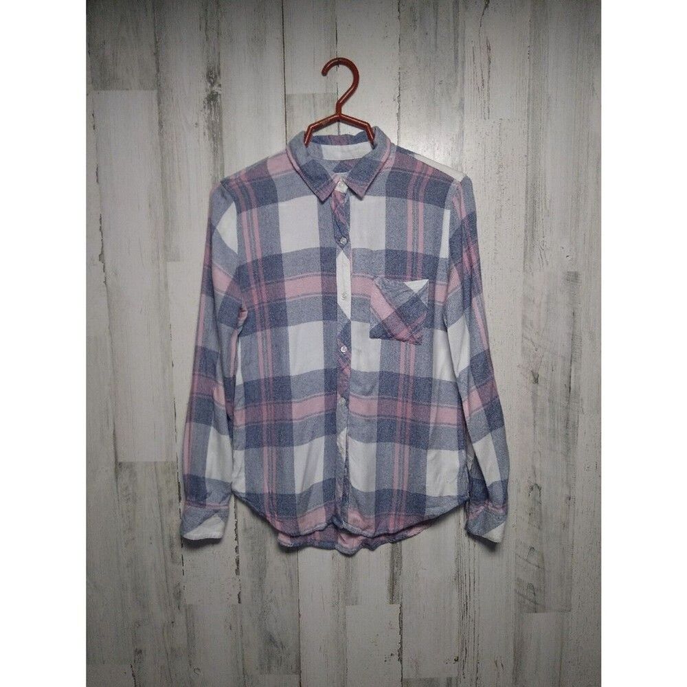Rails Shirt Women S Blue Lavender Purple Plaid Button Up Long Sleeve Hunter Top